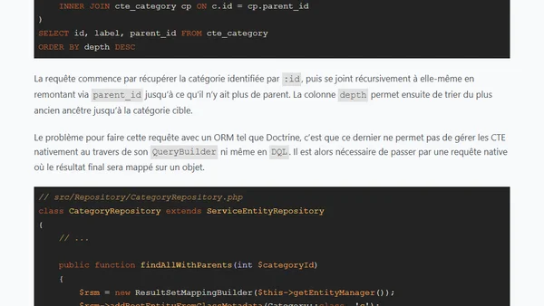 Faire des requêtes CTE avec Doctrine ORM en PHP