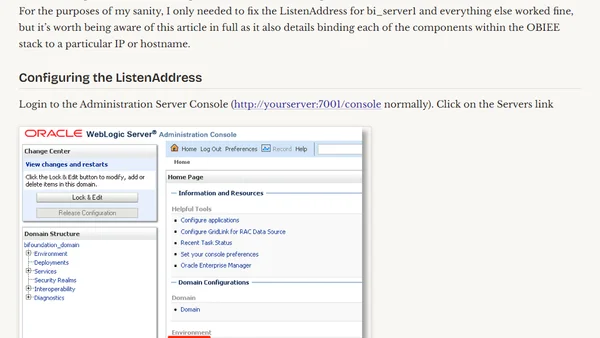 OBIEE / FMW and networking on DHCP hosts