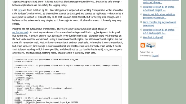Using non ACID storage as workaround instead missing autonomous transactions