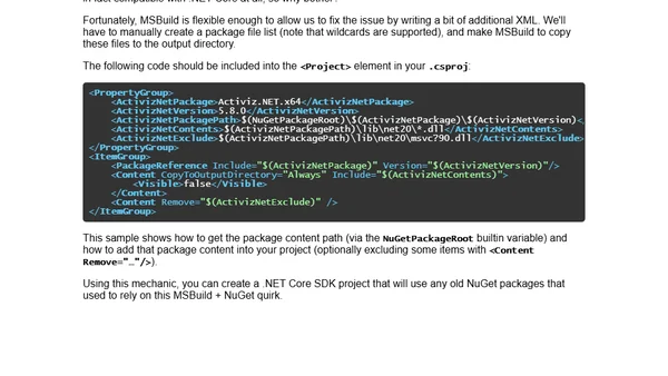 Adding any files from old NuGet packages projects into .NET Core SDK-based MSBuild projects