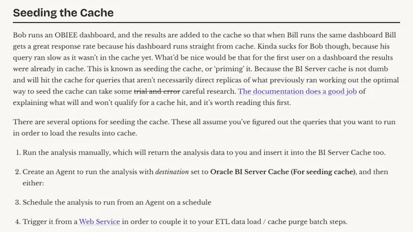 OBIEE BI Server Cache Management Strategies