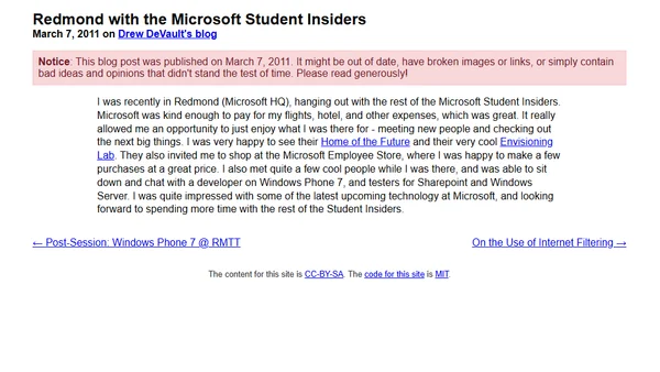 Redmond with the Microsoft Student Insiders