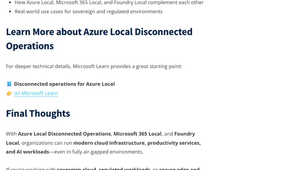 Azure Local Disconnected Operations: Running Sovereign Cloud, Productivity, and AI in Air‑Gapped Environments