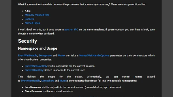 .NET Synchronisation APIs - Part 2 - Out-of-Process Synchronisation