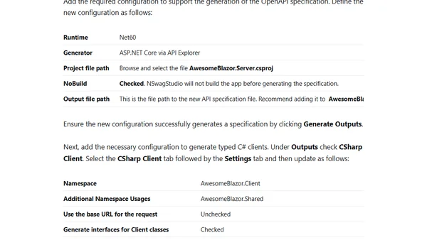 Implement OpenAPI Support for Blazor WebAssembly