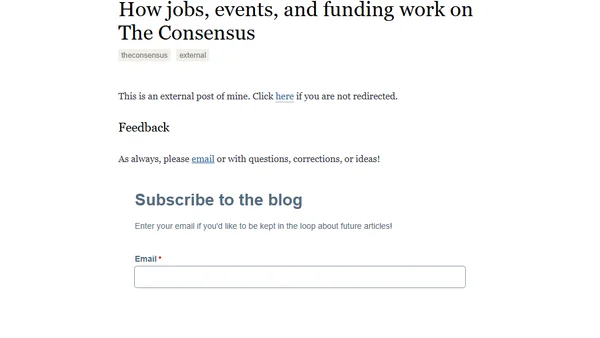 How jobs, events, and funding work on The Consensus