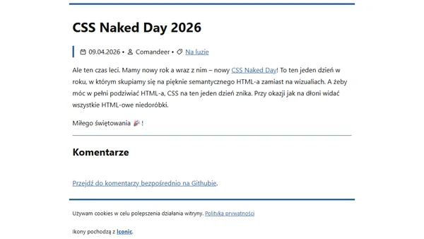 CSS Naked Day 2026