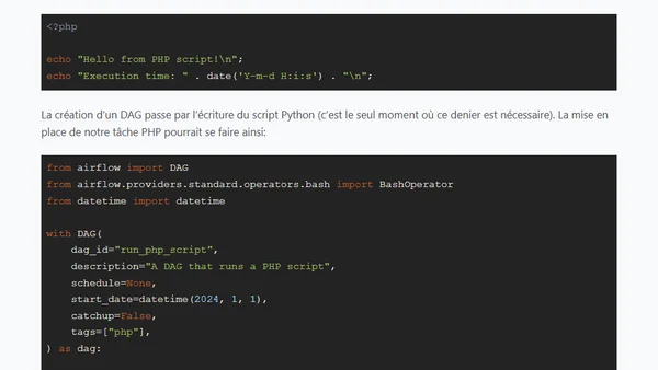 Utiliser PHP avec Airflow