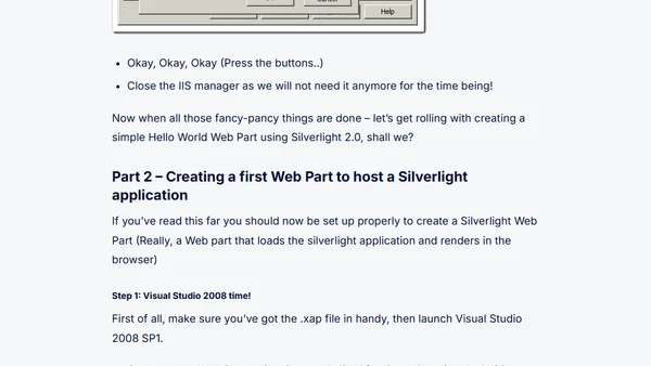 How To: SharePoint and Silverlight 2.0 – Part 1