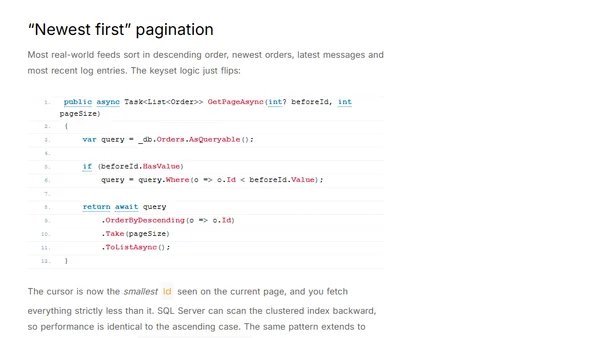 Pagination in Entity Framework Core: Why Skip/Take Falls Apart on Hot Tables