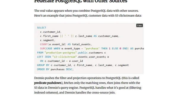 Connect PostgreSQL to Dremio Cloud: Query, Federate, and Accelerate Your Data
