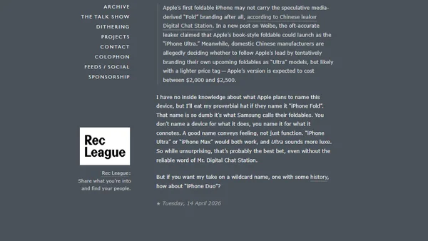 Bonus Thought Regarding the Name ‘iPhone Ultra’