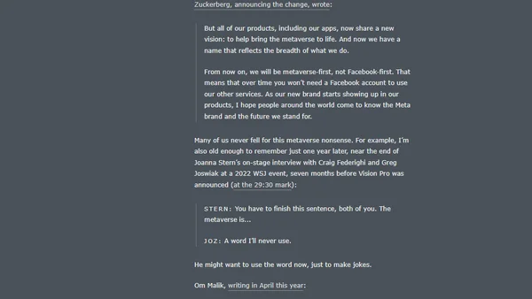 Apple, the Anti-‘Metaverse’ VR Company
