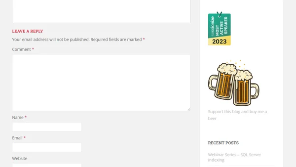 Webinar Series – SQL Server Indexing