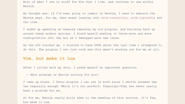 Switching from Neovim to Vim (Again)