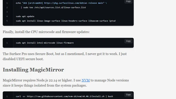 Magic Mirror on Surface Pro