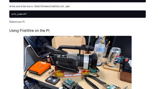 Using FireWire on a Raspberry Pi