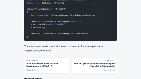 How to: Programmatically remove a Field (SPField) from a view (SPView)