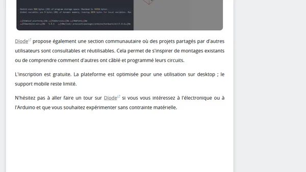 Diode, un simulateur de circuits électroniques 3D en ligne