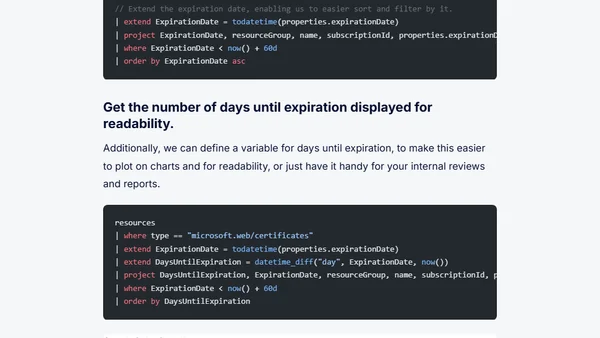 Quickly discover any expiring certificates for Azure App Services