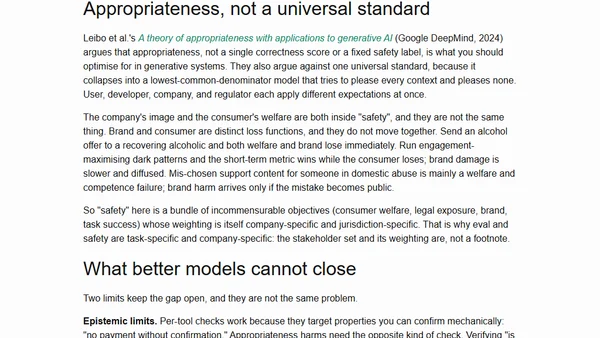 Appropriateness is what safety cannot mechanise