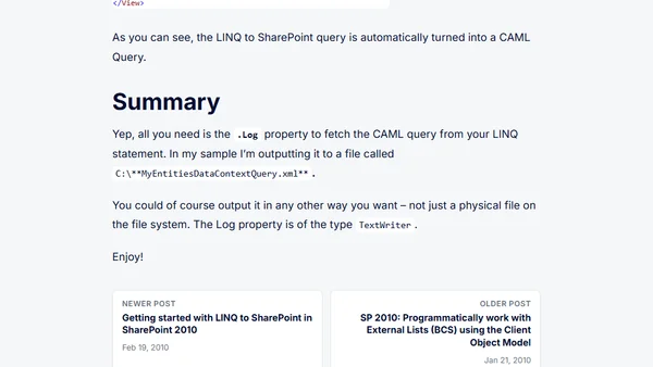 SP 2010: LINQ to SharePoint - What CAML lies behind my query?