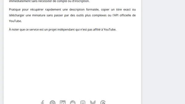 Un outil pour extraire les métadonnées d'une vidéo YouTube