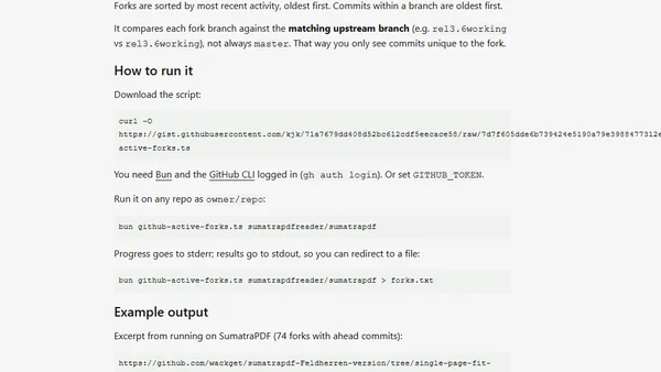 Finding active GitHub forks from the command line