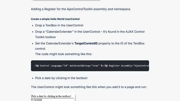 MOSS 2007: Using AJAX UserControls in SharePoint