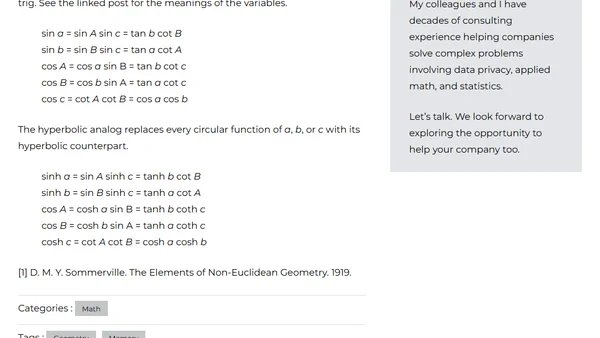Hyperbolic version of Napier’s mnemonic