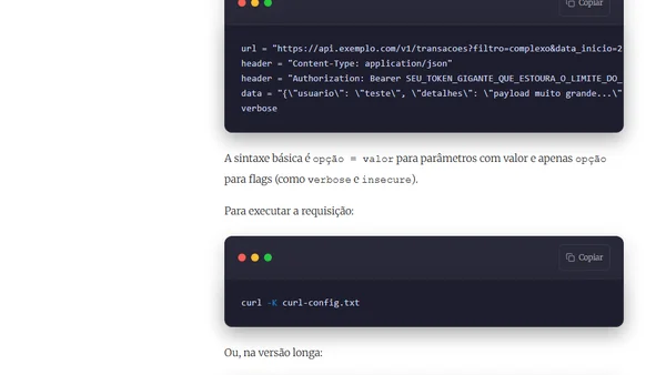 cURL: Como Executar Requisições Longas com Arquivo de Configuração (-K)