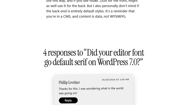 Did your editor font go default serif on WordPress 7.0?