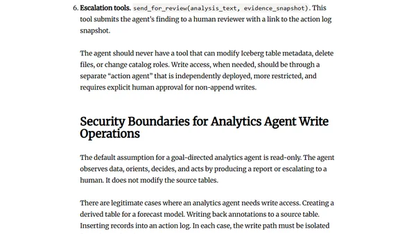Goal-Directed Analytics Agents on Apache Iceberg