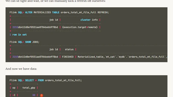 Materialized Tables in Apache Flink