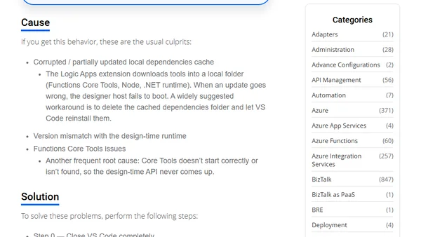 Logic App Designer Fails with Can’t Start the Background Design‑Time Process