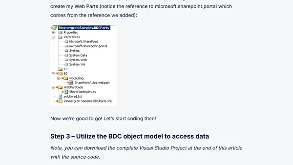 SharePoint BDC Part 2: Creating your first BDC Web Part