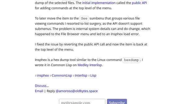 Rearranging the File Browser menu for Insphex