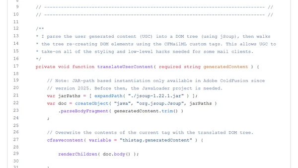 Using jSoup To Translate User-Generated Content Into CFMailML Custom Tags