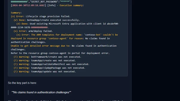 M365 Agents Toolkit Azure provisioning failures