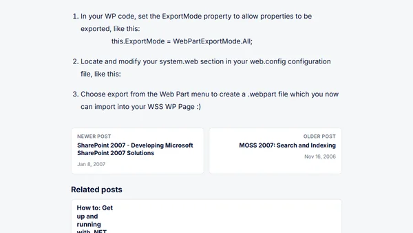 WSS v3.0: Import an ASP.NET Web Part to your Windows SharePoint Services Site