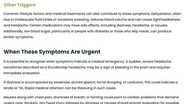 Dizzy Spells, Headaches, or Nausea? Don’t Ignore These Warning Signs