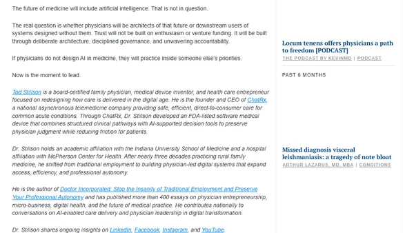 AI governance in health care: Why physicians must lead the design